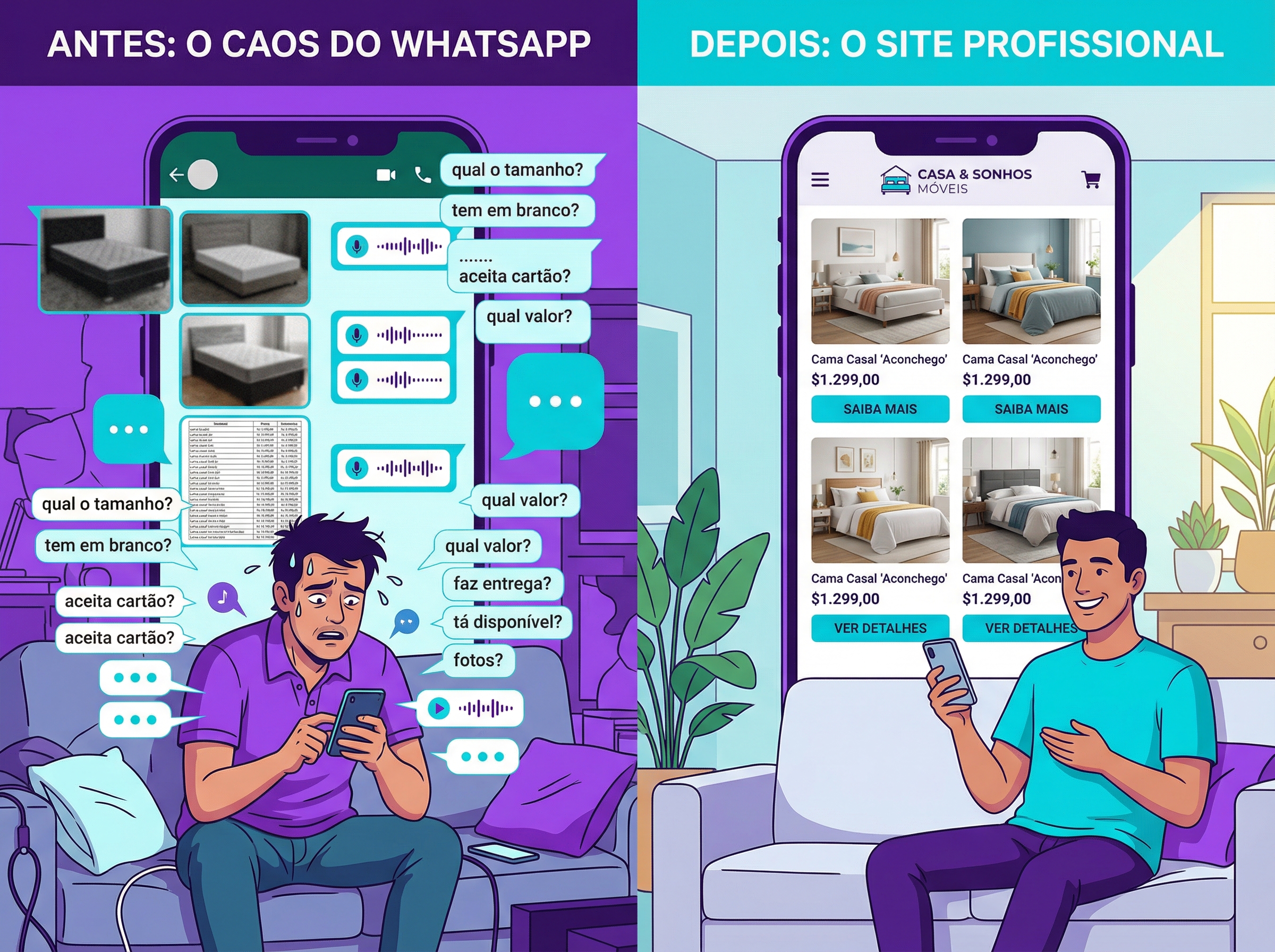 Antes e depois de ter um site profissional